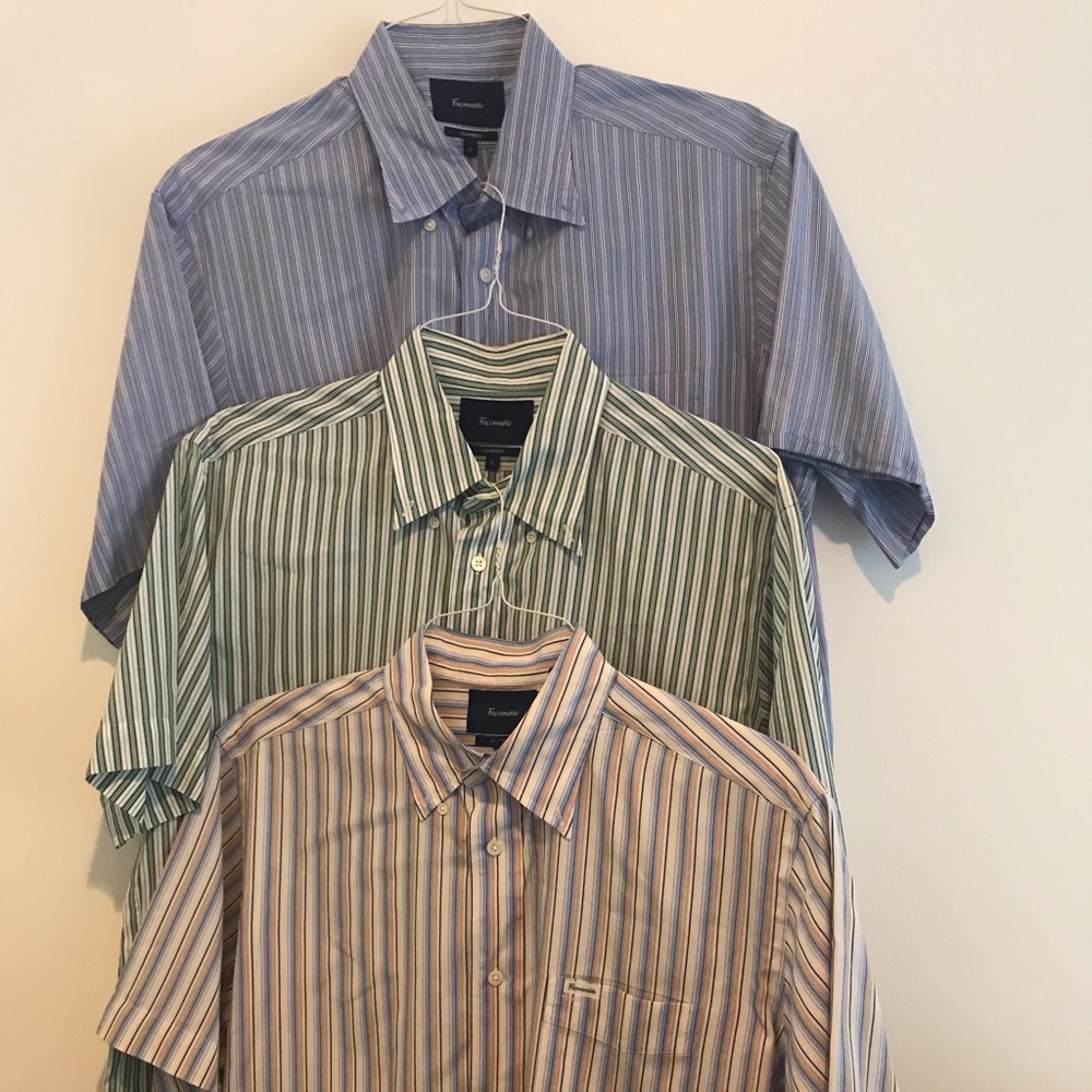 3 Faconnable Short Sleeve Classique Shirt Lg